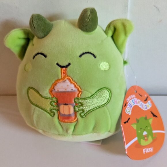 NWT 5" Fitzy Goblin Pumpkin Spice Latte Squishmallows Halloween Gargoyle Plush - Picture 1 of 7